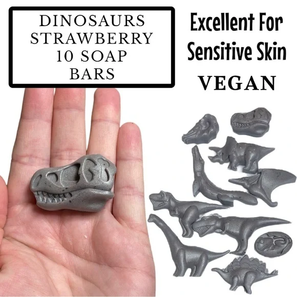 10 Bars, Strawberry Dinosaur Soap, Handmade, Gift Ideas! ( PRICE IS FIRM ) - Picture 1 of 1